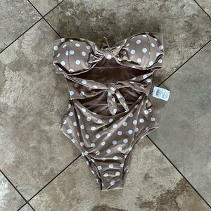 Polka dot strapless one piece